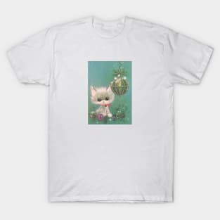 Christmas White Kitten T-Shirt